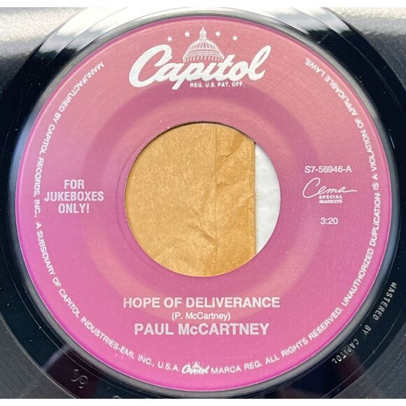 Paul McCartney Hope of Deliverance / Long Leather Coat 45 Rock Vinyl Beatles - Picture 1 of 6